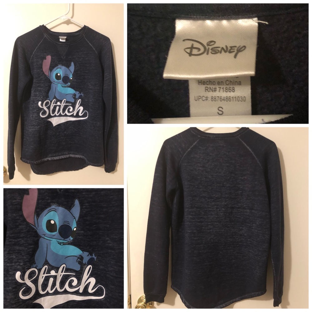 Dark Blue Disney’s Lilo & Stitch Sweater | Stitch Crewneck Sweatshirt [Size S]